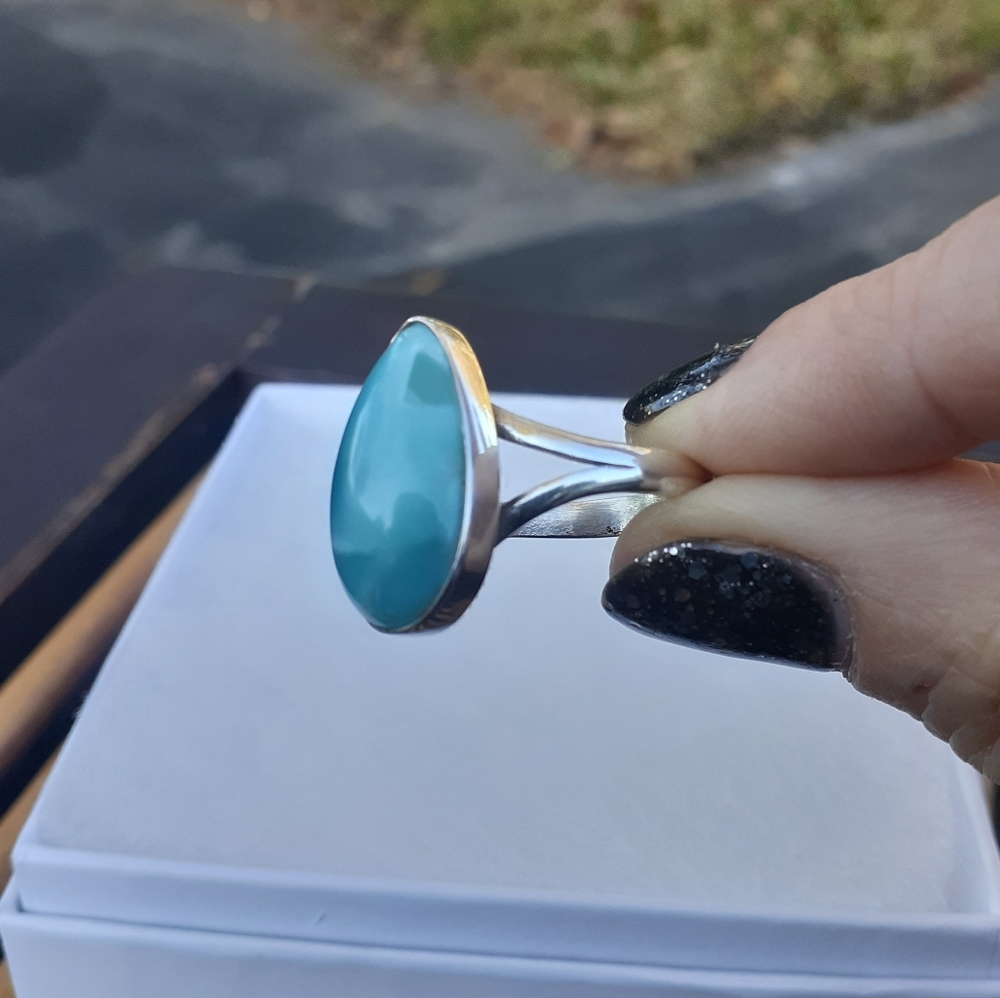 Larimar Teardrop Ring